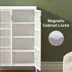 Shoe Cabinet with Doors Bamboo 5 Tiers Shoe Storage Cabinet for Entryway, 25 Pairs Wooden Shoe Cabinets, Modern Shoe Organizer Storage for Living Room, Bedroom, Hallway, Closet (White)