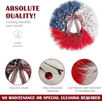 TEMPUS 30 Inch Patriotic Wreath for Front Door, Artificial Pampas Grass Reeds Wreath with Red White Blue Berries and Metal Stars, 4th of July Memorial Day Decor