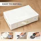 Under Bed Storage with Wheels, Rolling Under Bed Storage Containers with Label Holders for Clothes, Shoes and Blankets, Underbed Storage Organizer with Cover, 2 Pack Beige (23.6x15.7x7.28 in)
