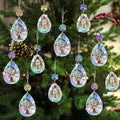 GuassLee Crystal Ornaments Christmas Tree Decorations, 12 Pcs AB Color Teardrop Crystal Hanging Ornaments for Christmas Tree Xmas Bead Chandelier Garland New Years Holiday Party Supplies Decor