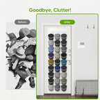 Unjumbly Baseball Hat Rack, 24 Pocket Over-The-Door Hat Organizer with Clear Deep Pockets to Display Baseball Caps Collection, Complete with 3 Over Door Hooks (White, 30 Pockets)
