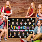 Together We Can Change The World Classroom Bulletin Board Set Decorations Back to School Bulletin Board Hands with Hearts Diverse Children Cutouts for Kids and Teacher Classroom School Supplies Decor
