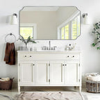 ANDY STAR 30"x55" Large Bathroom Mirror, Chrome Scalloped Mirror for Wall, Full Length Wall Mirror with Unique Notched Corner Design, Hangs Vertically or Horizontally
