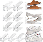 TOPNEW Shoe Slots Organizer for Closet 12 Pack Adjustable Level Shoe Stacker Holder Organization Double Layer Storage Space Saving Shoe Rack Organizer for Closet (Transparent)