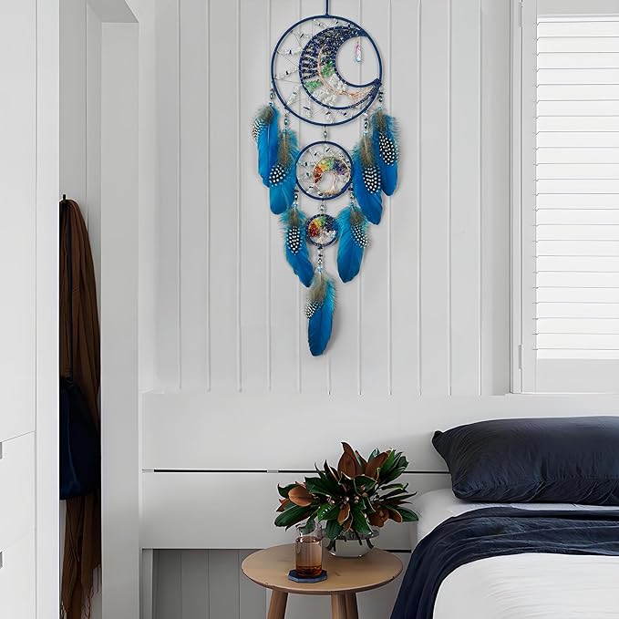 Dream Catchers for Adults,Dream Catchers Boys,Dream Catcher Wall Hangings,Crystal Tree of Life Dream Catcher,Large Moon Design Wall Hanging for Bedroom,Home Decor