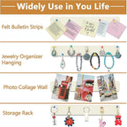 Felt Pin Board Bar Strips Bulletin Board for Bedrooms Offices Home Wall Decoration, Notice Board Self Adhesive Cork Board with 35 Push Pins for Paste Notes, Photos, Schedules (Cream)