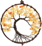 Urdeoms Brown Dream Catchers Tree of Life Boho Dreamcatcher for Bedroom Adult with Feathers and Citrine Crystal Wall Hanging Decor for Home Festival Blessing Gifts 18" Length (NO.11)