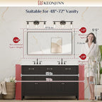Keonjinn 48 x 24 in Brushed Nickel Bathroom Mirrors for Over Sink, Bathroom Vanity Mirror for Wall, Metal Frame Rectangle Mirror, Square Corner Brushed Silver Mirrors Full Length(Horizontal/Vertical)