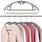 Grey Plastic Hangers 30 Pack, No Shoulder Bumps Ultra Thin Space Saving Clothes Hanger for Suits Adult Coat Heavy Duty Overcoats Dresses Closet