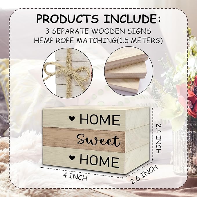 Mini Decorative Books For Home Decor, Small Wood Book Stack For Table Decor, Home Sweet Home decoration Books For Living Room Bookshelf, Farmhouse Stacked Books decoration（L54)