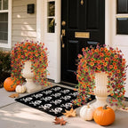 Artificial Hanging Flowers for Outdoors Fake Plants Decoration, 2 Packs Faux Silk Daisy Flower Realistic Outdoor Flowers UV Resistant Porch Patio Window Yard Indoor Spring Decor(Orange Brown)
