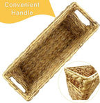 Hand-Woven Magazine Holder, Natural Magazine Basket Rack Water Hyacinth Narrow Basket Bin 15.5 x 5.75 x 9.5 Inch Magazine Wicker Basket for Storage, Bathroom, Office, Desk
