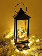 Wondise Lighted Christmas Snow Globes Musical Lantern with Timer, 12 Inches USB Powered & Battery Operated Spinning Water and Swirling Glitter (Jesus)