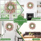 Artgar Front Door Wreath 26 Inch Spring/Summer Wreaths for Front Door, Front Door Wreaths for All Seasons for Indoor Outdoor Home Office Wall Window Wedding Farmhouse Decor (Red&Orange&Purple)
