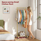 SLEEPING LAMB Small Clothes Racks for Hanging Clothes, Rolling Clothing Rack with Shelves, 60" Metal Garment Rack with Wheels Portable Wardrobe Rack for Small Space, Gold