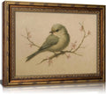 Vintage Gold Framed Wall Art Spring Bird Oil Painting Canvas Print Watercolor Cherry Blossom Picture Wall Decor Rustic Farmhouse Beige Floral Poster Artwork for Nursery Living Room Bedroom