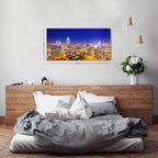 Charlotte Skyline Wall Art North Carolina City Wall Art Decor for Office Living Room Night View Cityscape Canvas Prints Pictures Modern Skyscraper Building Landscape Artwork Home Decoration 20x40"