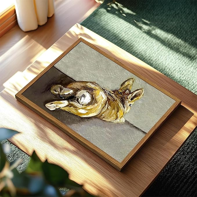 Framed Vintage Easter Bunny Wall Art, Cute Rabbit Pictures Wall Decor, Rustic Farmhouse Animal Paintings Canvas Prints Cottagecore Home Decor for Living Room Nursery Bedroom 16x24 inch