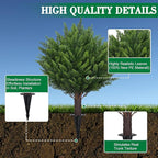 Artificial Set of 2 Cedar Topiary Ball Trees 22" for Outdoors with Ground Spike, UV Resistant Faux Cypress Plants into Anywhere, Evergreen Shrubs Bushes for Room Front Porch Garden Backyard Decor