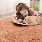 OLANLY Muted Orange Round Rugs for Bedroom - Machine Washable, 6 ft Circle Area Rugs for Living Room, Soft and Fluffy Shaggy Carpet for Teen Girl and Boys, Nursery Rooms, Dorms, Home Decor Aesthetic