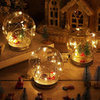 Liliful 30 Pack Christmas DIY Snow Globe Kit Including 3.58 Inch LED Plastic Snow Globe with Screw Off Cap Artificial Mini Tree Snowman Santa Deer Pine Cones and Lights for Party Decorations