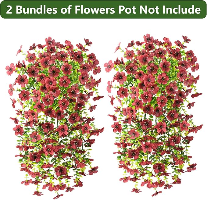 Homsunny Artificial Fake Mums Flowers Plants for Outdoor Decoration, 2 PCS Faux Daisy Silk Flowers Outside UV Resistant Realistic Home Decor for Porch Patio Balcony Garden Window Box(Brown)