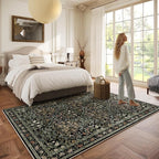Traditional Design Vintage Floral Area Rug 6 x 9,Washable Area Rugs - Perfect for Living Room, Bedroom, Pet & Child Friendly, Nursery - Stain & Water Resistant Non-Slip, Dining Room Decor