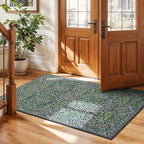 Lessymo Floral Forest Green 3x5 Area Rugs for Entryway, Kitchen, Bedroom Beside Rug Soft Non-Slip Small Carpet for Living Room, Laundry Room, Vintage Distressed Boho Flower Print