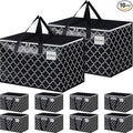 HomeHacks Heavy Duty Moving Bags with Tag Pockets, Collapsible Storage Totes for Moving, Camping & Travel -Foldable Packing Boxes, Zipper Handles, Black（10 Packs, 125L）
