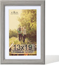 KTKDE 13x19 Picture Frame Real Glass,Poster frame Display Pictures 11x17 with Mat or 13x19 Without Mat, Modern Style Wood Composite Frame,Gallery Wall Frame Wooden Grey ，best gift
