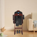 Wood Valet Suit Rack, Freestanding Vintage Garment Rack for Men Women, Heavy Duty Rolling Coat Stand, Valet Stand Clothing Suit Organizer for Entryway, Bedroom, Office(Reddish Orange)