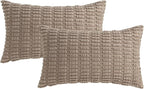 MIULEE Pack of 2 Corduroy Decorative Lumbar Throw Pillow Covers 24x14 Inch Soft Boho Striped Pillow Covers Modern Farmhouse Home Decor for Sofa Living Room Couch Bed Light Brown