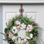 Haute Decor Adapt Adjustable Length Wreath Hanger with Interchangeable Icons (Oil Rubbed Bronze-Bee/Sun/Pumpkin/Snowflake) - 4 Wreath Hangers in 1 - Sturdy Door Wreath Hanger