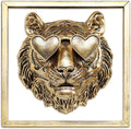 Newinhome Animal Heads Wall Decor (Includes Metal Frame) Resin Animals Sculptures Head Wall Hanging Decoration Gold vintage Wall Sculpture for Living Room Bedroom Office(Tiger)