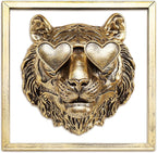 Newinhome Animal Heads Wall Decor (Includes Metal Frame) Resin Animals Sculptures Head Wall Hanging Decoration Gold vintage Wall Sculpture for Living Room Bedroom Office(Tiger)