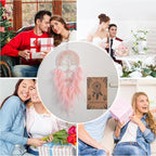 Dream Catcher, Handmade Dreamcatcher with Healing Crystal Stone, Tree of Life Dream Catchers Hanging Ornament for Home Bedroom Birthday Party, Perfect Craft Gift for Kids (Double Pink)