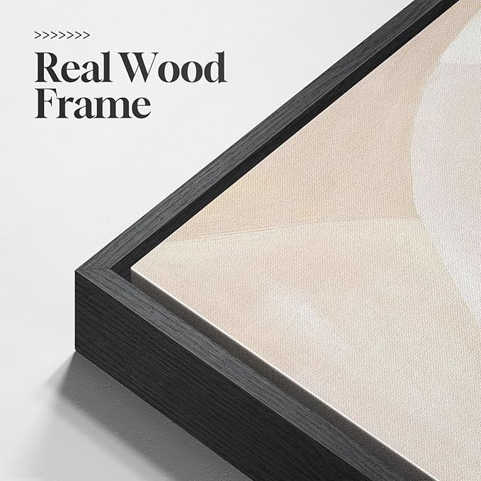 Framed Square Neutral Abstract Room Decor Wall Art, Minimalist Beige Geometric Canvas Artwork for Walls, Mid Century Modern Arch Painting Print for Living Room Bedroom Hallway Wall Decor, 24x24 Inch