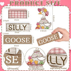 Yuntau 4 Pcs One Silly Goose Birthday Party Decoration Wood Silly Goose Table Sign Pink Baby Shower Tiered Tray Decor Tabletop Centerpieces for First Birthday Baby Shower Home Shelf Office