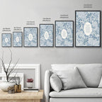 Framed Slow Down Youre Doing Fine Music Posters Motivational Quote Wall Art Blue Victorian Floral Inspirational Canvas Print Vintage Aesthetic Positive Affirmation Office Home Calming Decor 24x36inch