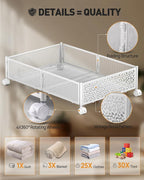 Under Bed Storage with Wheels, 2 Pack Foldable Metal Under Bed Storage Containers, 60L Rolling Underbed Storage, Easy Assembly Under The Bed Storage for Bedroom Clothes Shoes Blankets
