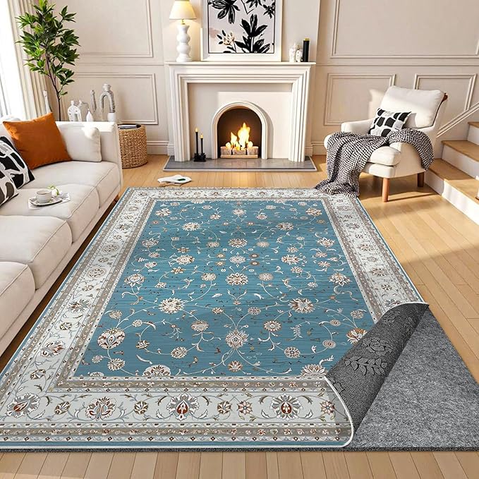 Waterproof Rug Pad, 5x7 ft Under Area Rug Carpet Pad, Non Slip Felt Rug Pads for Hardwood Floors, Keep Carpets in Place Soft and Prevent Rug from Wrinkling or Buckling