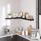 BAMEOS Floating Shelves, 31W x 8D Wall Mounted Display Shelves with Invisible Brackets, Set of 2 | Lightweight Décor Shelf for Bedroom, Living Room, Bathroom & Entryway Black