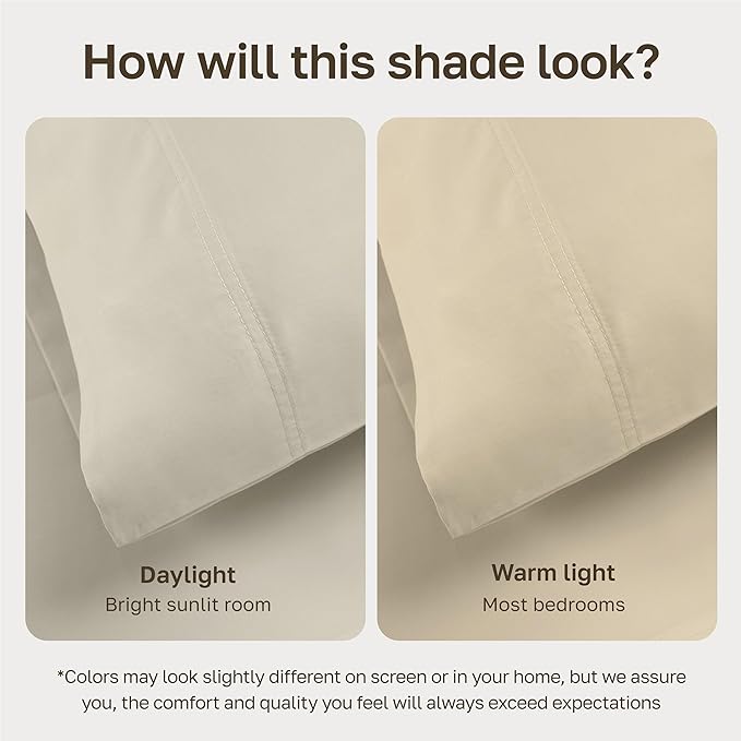 California Design Den Deep Pocket King Sheets Set - Luxury 600 Thread Count 100% Cotton Sateen, King Size Sheet Set, All Around Elastic, Snug Fit, Hotel Quality Bedding - Ivory (Warm Cream)