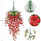 Artificial Hanging Flowers for Outdoors Fake Plants Decoration, 2 Pcs Faux Silk Daisy Flower Realistic Outdoor Flowers UV Resistant Porch Patio Window Yard Indoor Spring Decor(Red)