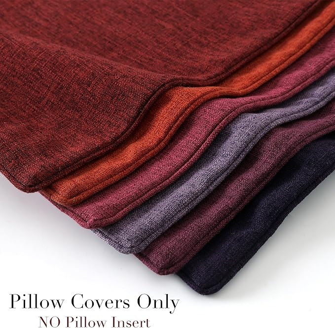 HPUK Linen Throw Pillow Covers Pack of 2, 20x20 Inch Accent Cushion Covers for Living Room, Bedroom, Decorative Solid Color Pillow Covers for Couch, Sofa, Chair, Lavender Mist