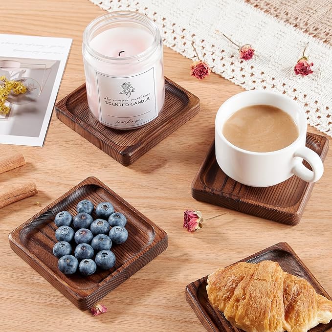 Wooden Coasters for Drink-Coasters Set of 8,Acacia Wood Drink Coasters Set for Coffee Table Decor, Modern Cup Coaster for Kitchen Accessories Cute Beer Bar Decorative Rustic Outdoor Coasters