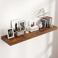 Venusmiles Floating Shelves for Wall, 48 Inch Wide x 12 Inch Deep Floating Shelves, Long Wood Floating Wall Shelf Shelves for Living Room Bathroom Bedroom Kitchen Home - (Brown, 48" W x 12" D x 2" H)