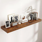 Venusmiles Floating Shelves for Wall, 48 Inch Wide x 12 Inch Deep Floating Shelves, Long Wood Floating Wall Shelf Shelves for Living Room Bathroom Bedroom Kitchen Home - (Brown, 48" W x 12" D x 2" H)