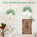 Tree of Life Dream Catchers Green Dream Catcher with Crystal Sun Catcher Prism Hangings Wall Window Bedroom Room Decor Gift for Girls Boys Adults