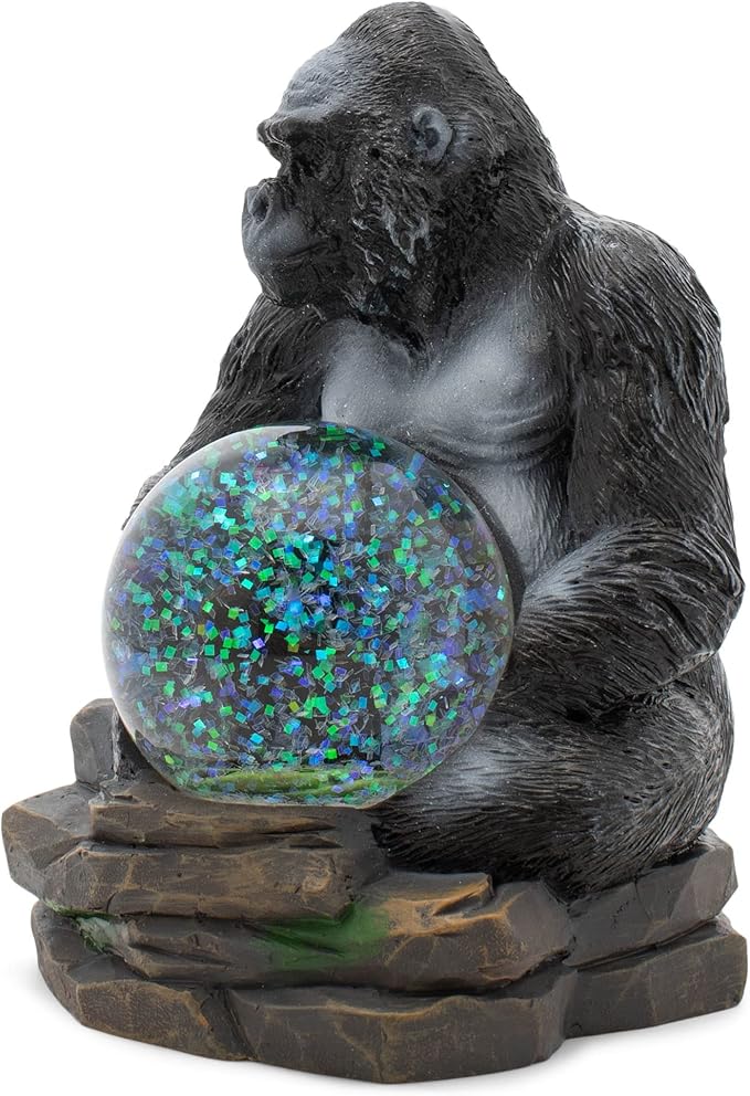 Elanze Designs Gorilla Mother and Baby Miniature 45MM Sturdy Polyresin Magical Whimsical Tabletop Dresser Nightstand Glitter Water Snow Globe Figurine Decoration